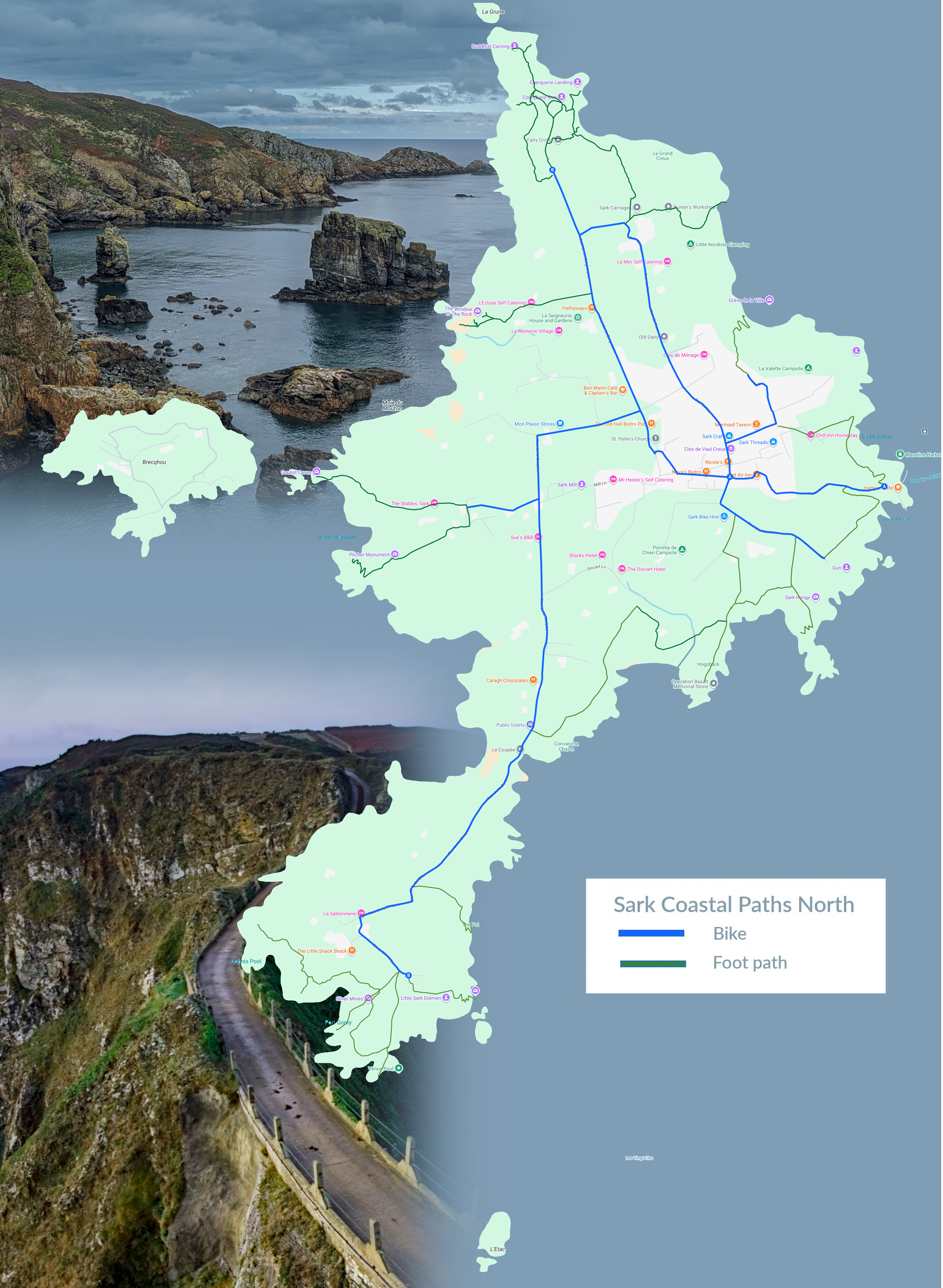 Map of Sark Coastal Paths